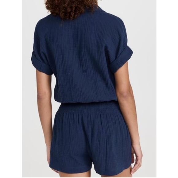 Z Supply Suntide Gauze Romper Size: Medium Color: Navy - Picture 2 of 9